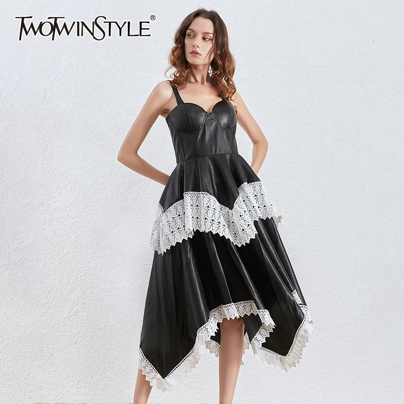 TWOTWINSTYLE Elegant Patchwork Lace Dress For