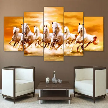 

5 Pieces Wall Art Horse Canvas Painting on The Wall Horses Animal Decoration Pictures for Living Room No Frame Posters Ptints