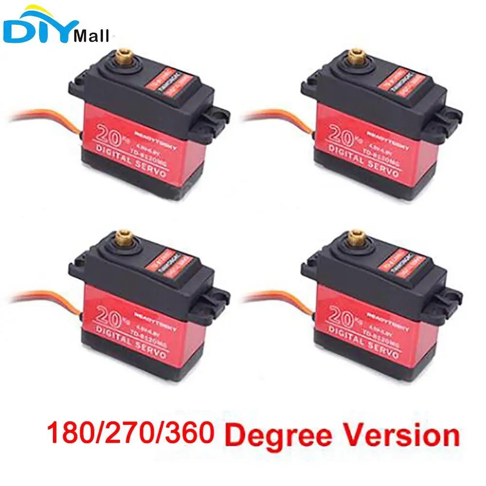 

4Pcs Waterproof TD-8120MG 20KG 180/270/360 Degree Version Large Torque Digital Coreless Servo RC Digital Servo for RC Robot Car