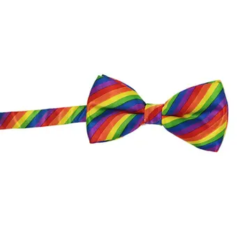 

Fashion Colorful Rainbow Striped Bowties for Groom Men Women Wedding Party Leisure Cravat Bowtie Tuxedo Bow Tie U50F