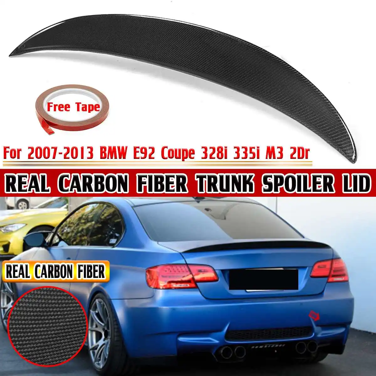High Quality Real Carbon Fiber Car Rear Trunk Spoiler Wing For BMW E92