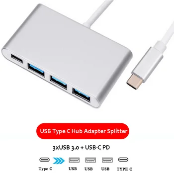 

USB Type C Hub Adapter Splitter to Multi USB 3.0 And USB-C Power Delivery Adapter For MacBook HP Splitter Port Type C Hub