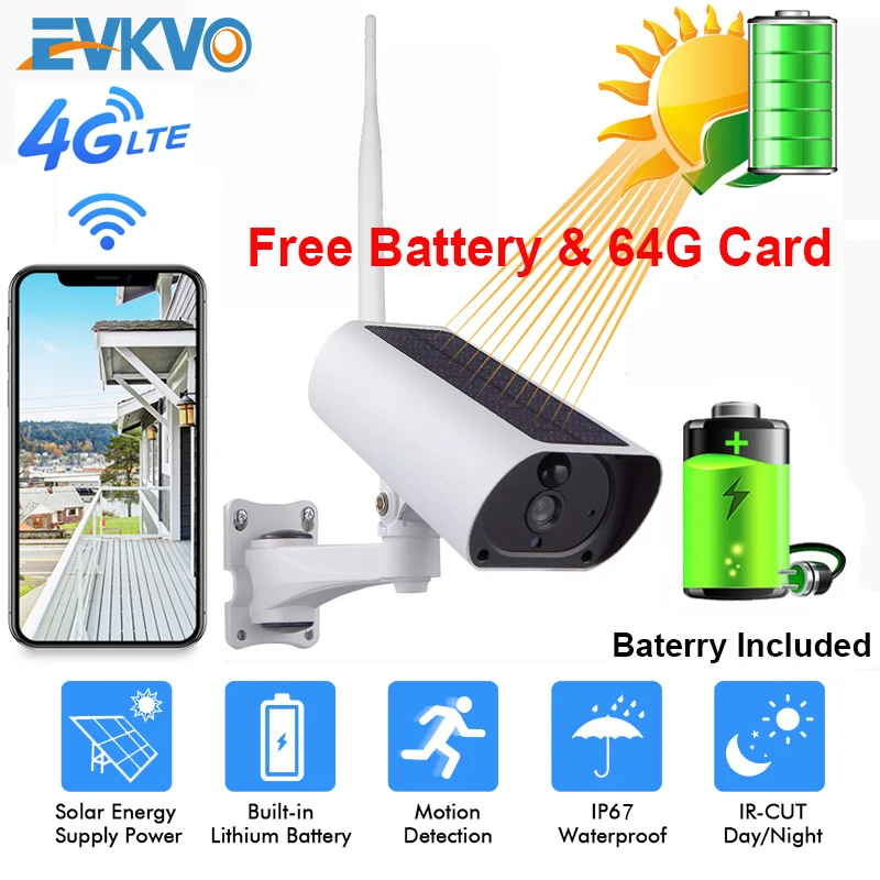 IP камера видеонаблюдения 3G на солнечной батарее 1080P 4 кратный зум ИК ночное