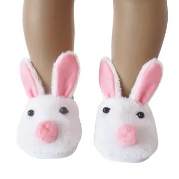 

2019 Hot Sale High quality 1 Pair Cute Cartoon Rabbit Felt Slippers for 18inch Baby Doll Accessories Soft Sandals Slipper Casual