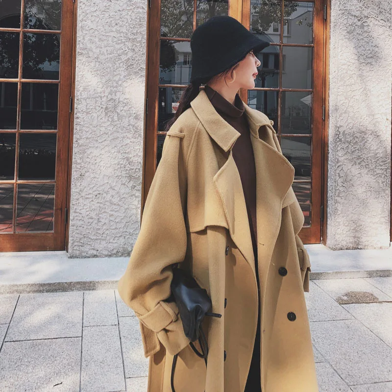 

Camel Woolen Jacket Women's Mid-length 2020 Autumn And Winter New Style Korean-style Loose Thick Popular Profile Woolen Overcoat