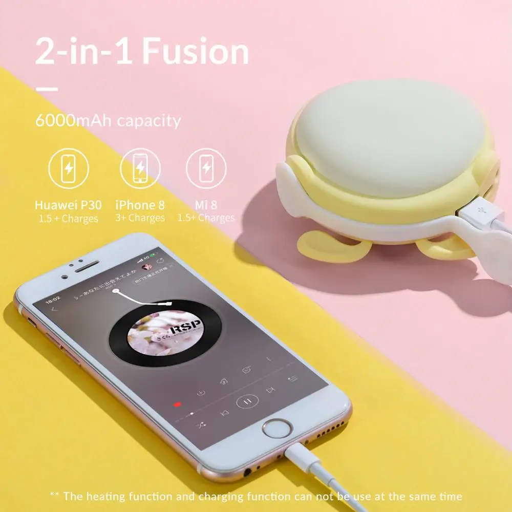 ORICO Mini Hand Warmer 6000mAh Power Bank Rechargeable Pocket Heater Portable Double-Side Winter Warmer Electric Heater ORICO Mini Hand Warmer 6000mAh Power Bank Rechargeable Pocket Heater Portable Double-Side Winter Warmer Electric Heater