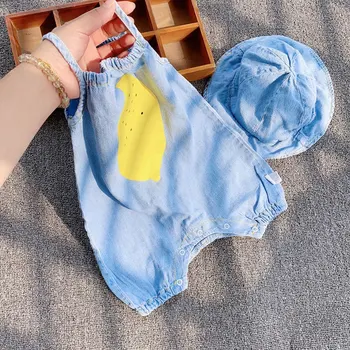 

Clothes for Babies Summer New Style Men and Women Baby One-piece Romper Camisole Cowboy Suspender Pants Cartoon Lemon Crawling C