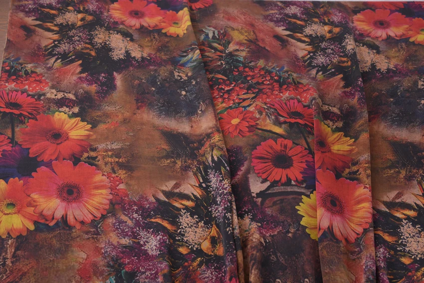 Летний абстрактный узор-окрашенный Солнечный цветок шелковой атласной ткани с ароматом облака