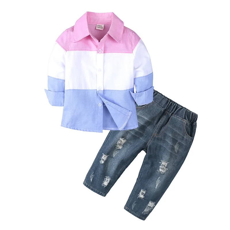 

2019 School Spring 1-5y Fall Boys Shirt JEANS Hands