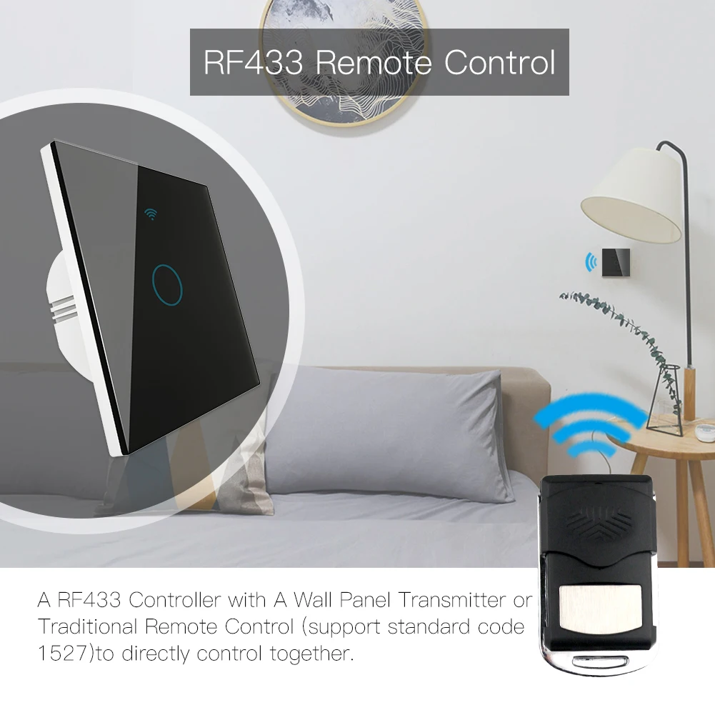 WiFi смарт-Стекло Панель переключатель приложение Tuya дистанционного Управление работать с Alexa Echo Google Home RF433 ЕС Тип сенсорный экран черный 1/2/3