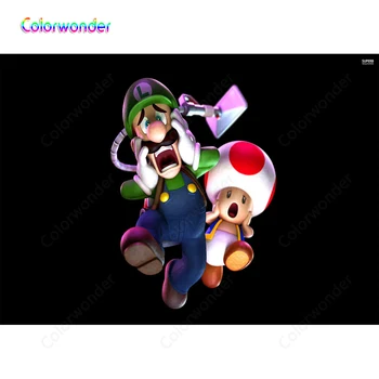 

Black Backgrounds Plumber Wearing Green and Blue Suit with Mushroom Man with Scared Face Photography Backdrops for Photo Studio