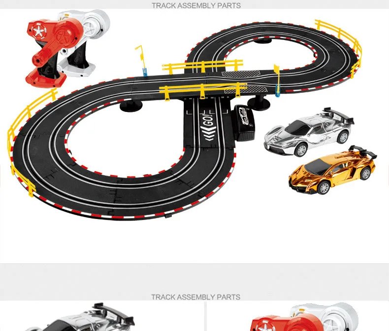 Электрический гоночный трек автомобиля Авто двойной цепи Voiture дистанционного управления интерактивные дороги трек железная дорога игрушка гоночные треки для мальчика