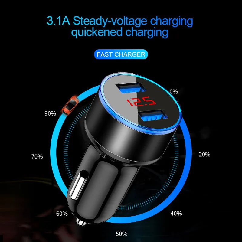 2022 LED Display Dual USB CAR NEW Charger for Lada Granta Xray Vesta For Kia Rio Solaris Creta Golf Polo | Автомобили и мотоциклы