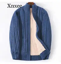 fur Thick Plus Size M-6XL 7XL Lamb Cashmere Winter Men Sweaters Cardigans Black Cotton Polyester Thicken Warm Cardigan Male 2019