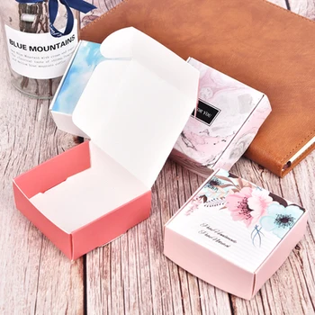 

50pcs Colorful Flower Gift Paper Box Handmade Soap Wedding Favor Cookies Candy Packaging Kraft Boxes