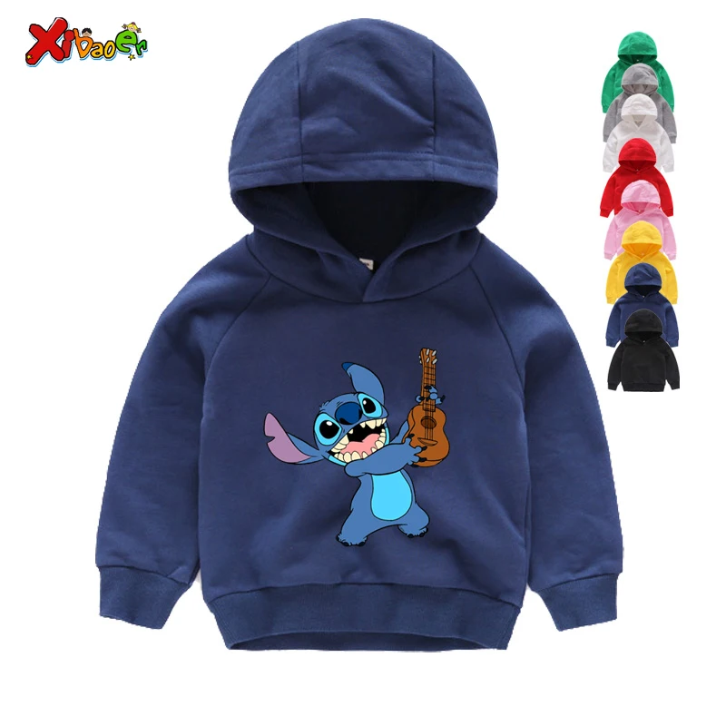 

Children Lilo Stitch and Pikachu Cartoon Print hoodies Boys Girls Funny Baby Tops Kids winter long sleeve Hoodies Sweatshirts