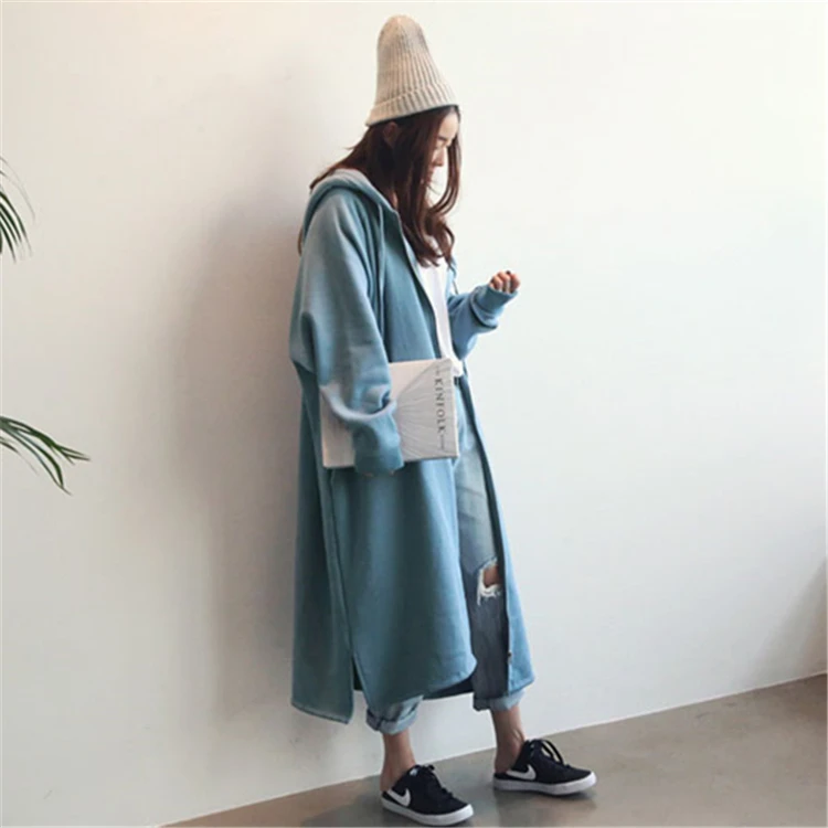 Mazefeng Autumn Winter Women Jackets Hooded Zipper Prairie Chic Fashionable Korean Style Elegant Casual Long Coat Outerwear