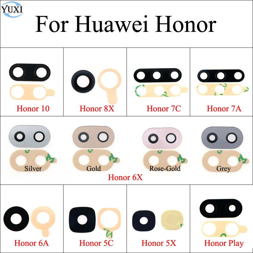 Стеклянный объектив YuXi для задней камеры Huawei Honor 10 8X 7C 7A 6X 6A 5C 5X Play запасные части