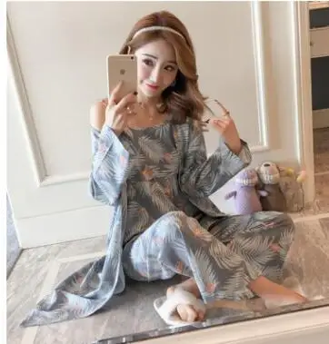 Women pajamas sleepwear 3 pieces Winter pijamas women Furnishing sleepwear Long Sleeves pyjamas women Breathable Homewear