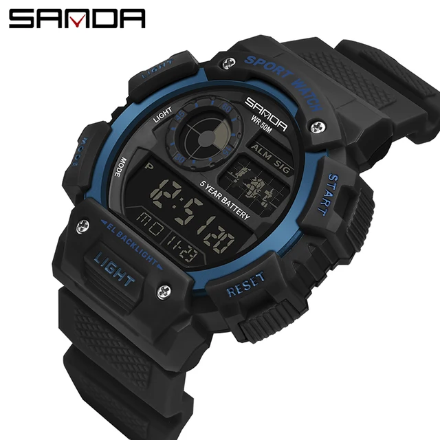SANDA 2020 Sports Men's Watches Top Brand Luxury Military Quartz Watch Male 30m Waterproof S Shock Clock relogio masculino Blue