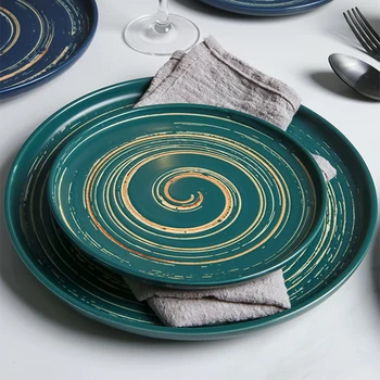 

RHE Japanese-style Ceramic Party Tableware Set Porcelain Breakfast Plates Dishes Steak dessert plate Restaurant tableware