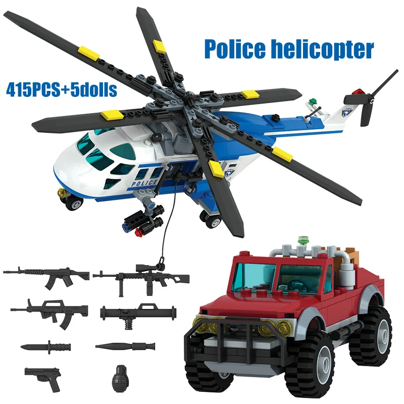 Winner SWAT City Police Station Helicopter Boat Building Blocks