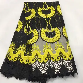 

African Cord Lace High Quality French Lace Fabric with Plenty Stones Yellow Color African Lace Fabric For Nigerian Wedding FD121