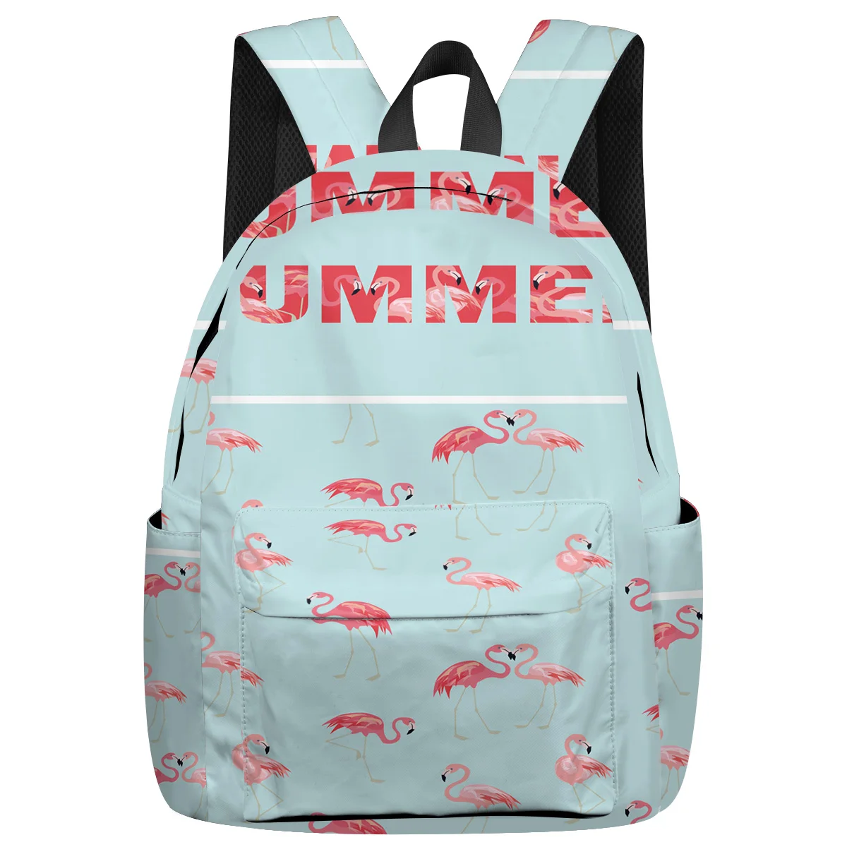 

WHEREISART Summer Flamingo Cartoon Backpacks Notebook Backpack Computer Backpack April Fool'S Day Water-Repellent Water Resistan