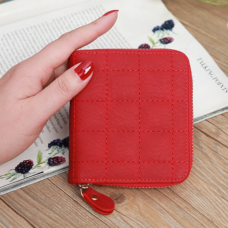 

Ladies Solid Color Mini Zipper Closure Handhold Purse