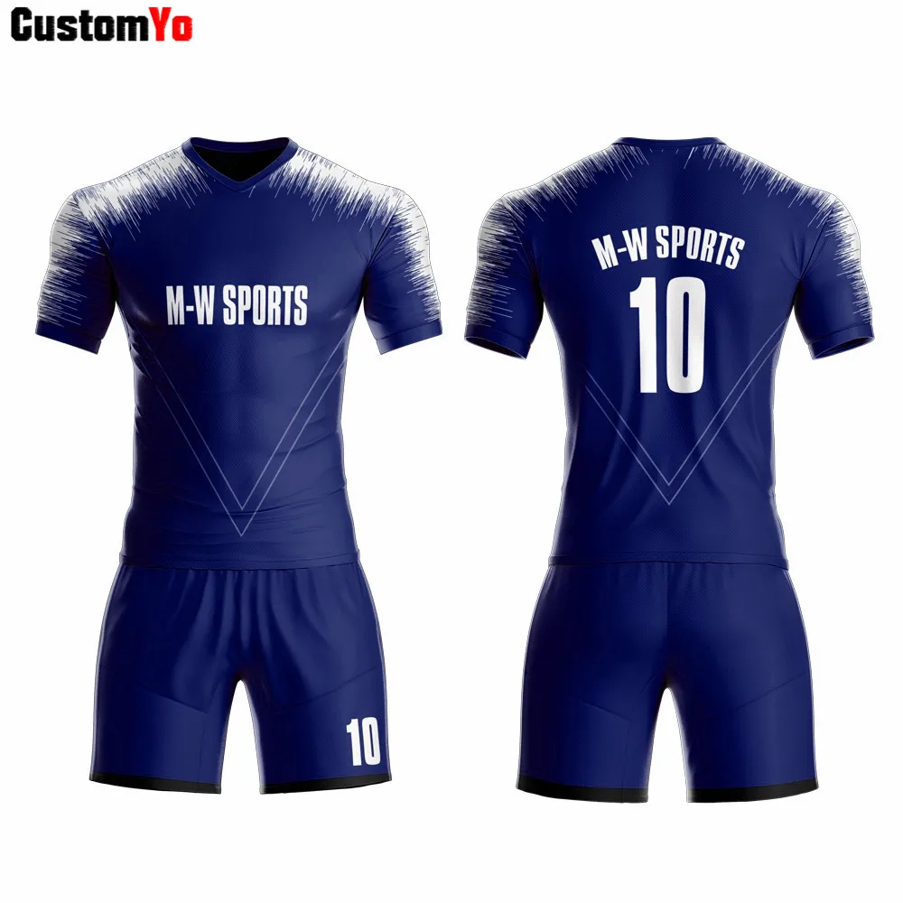 OEM Логотип заказной полиэстер сублимационная спортивная одежда футболки для футбола для мужчин - Цвет: Синий