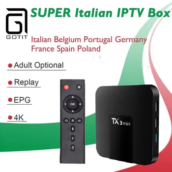 

GOTiT TX3Mini Android Smart TV Box H.265 4K WiFi iptv Box with Italian German Adults tv Box only no channels included