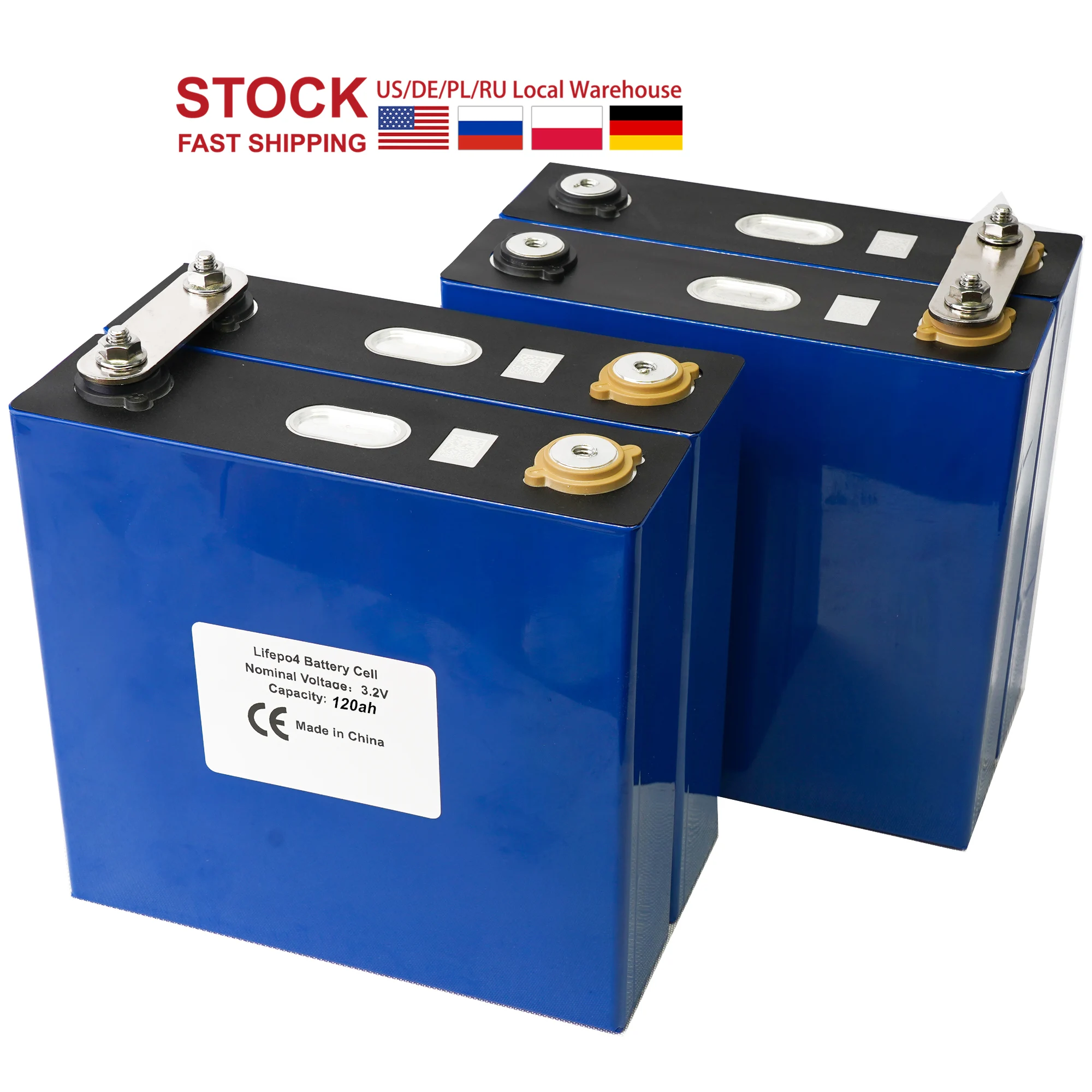 

4PCS/LOT 3.2V 120Ah Lifepo4 Battery Grade A Lithium Iron Phosphate 12V 176AH Europe US Russia Local Warehous Fast Delivery