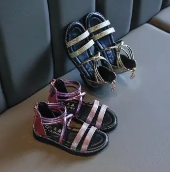 

Children Girls Sandals Shoes 2020 Summer Kids Baby Soft Bottom Princess Shoes Big Child Beach Sandals Fahsion Sequin Shoes