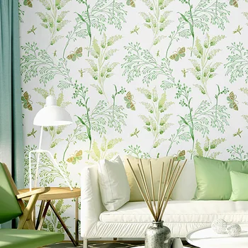 

Pastoral Style Green Plant Small Floral Pattern Paper Wallpaper For Bedroom Kids Room Study Living Room Shop TV Sofa Wall Sticke