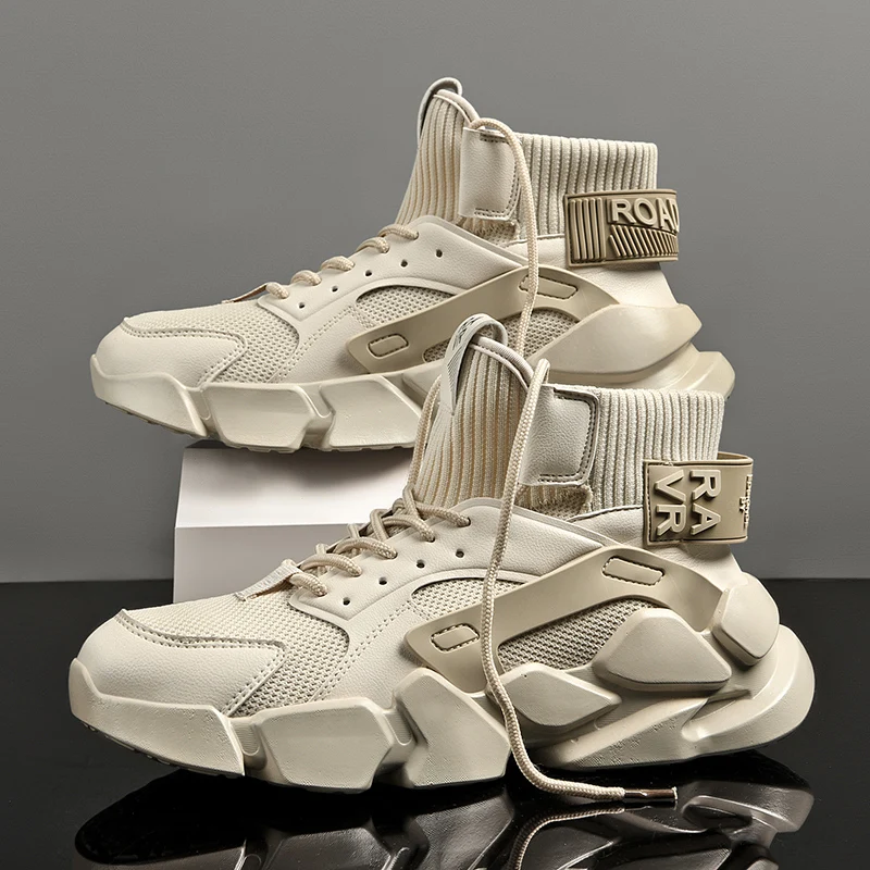 2024 herbst Neue High-top Beige herren Sneakers Chunky Männer Heighten Mode Casual Plus Größe Zapatillas Dämpfung Tennis_voghion.com