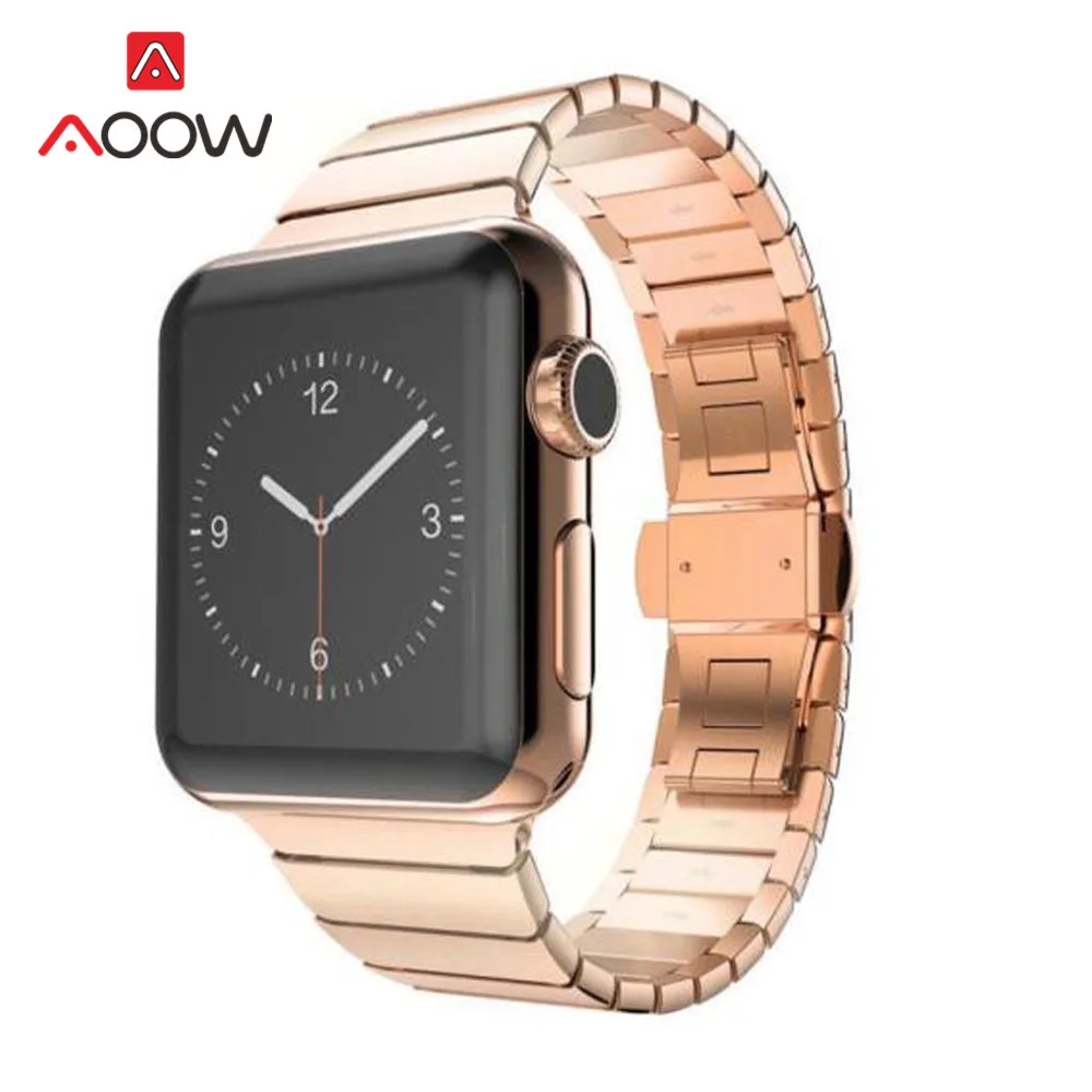 Браслет из нержавеющей стали для Apple Watch 4, 5, 38 мм, 42 мм, 40 мм, 44 мм, застежка-бабочка, бесшовный браслет, ремешок для iwatch 3, 21
