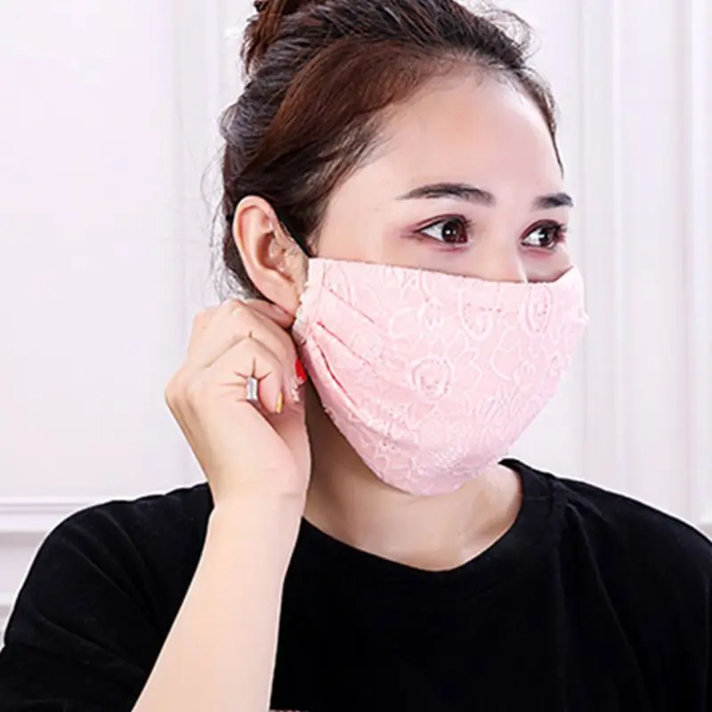 Для женщин крючком цветочные кружева зима теплый рот маска против пыли Ветрозащитный респиратор R9CF