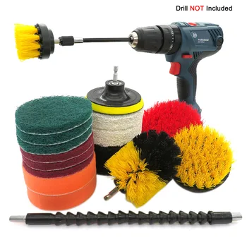 

18Pcs Drill Brush Kit Power Scrubber Brush Scouring Scrub Pads Scrub Sponge for Home Car LBShipping