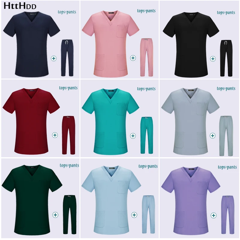 

Multicolor Unisex new cotton Solid color uniform beauty salon nursing uniform lab uniform pet shop Scrub uniform Work clothes
