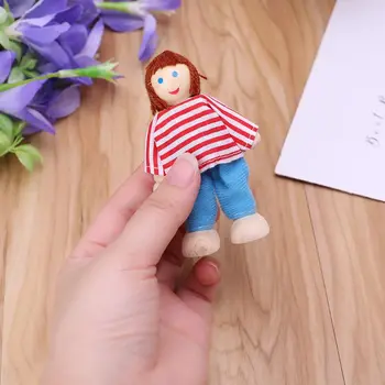 

7pcs/set Happy House Family Dolls Wooden Figures Characters Dressed Kids Girls Lovely Children Pretending Toys