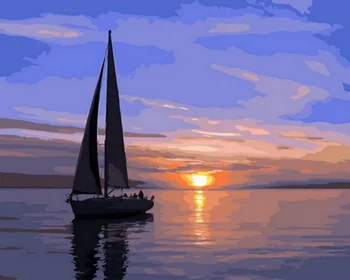 

Frameless diy paintings by numbers paint by number for home decor oil picture painting 5065cm sailboat in sunset