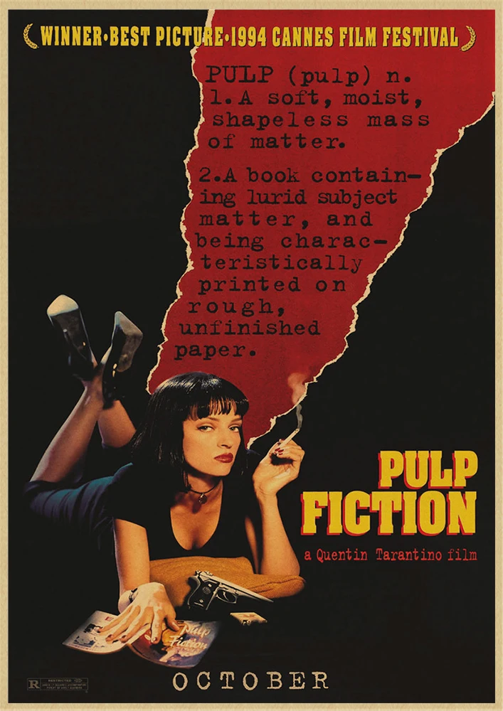 Pulp Fiction Quentin Tarantino Vintage Poster Wall Stickers For Living Room Home Decoration