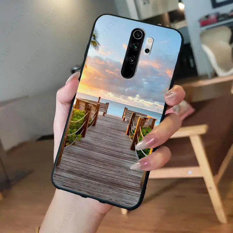 best flip cover for xiaomi The Sea Waves Beach spray ocean island Phone Case for redmi note8pro note7 note5 note6pro 7A 8A Note8T note9s note9pro Cells phone cases for xiaomi Cases For Xiaomi