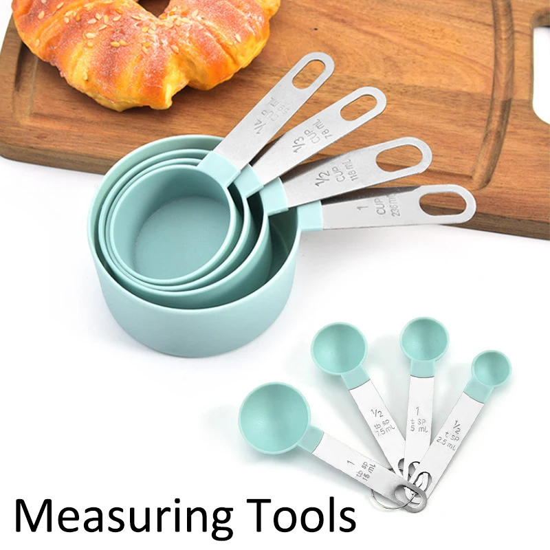 4 pces/8 pces/10 pces multi purpose colheres/copo de medição copo colher de medição ferramentas pp cozimento acessórios aço inoxidável/plástico handl