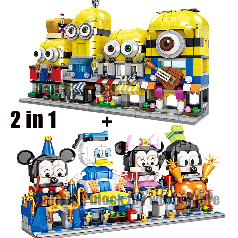 

2020 New Disney Cute Mini City Cartoon Mickey Store Street View Building Block Model Set Children's Toys Children's Gifts