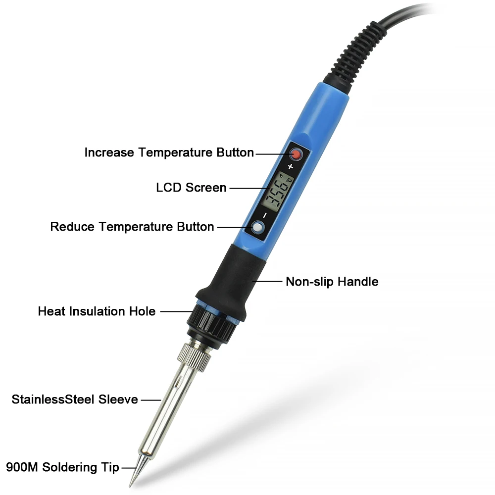 NEWACALOX EU/US 80W Digital Soldering Iron LCD Display Temperature Adjustable Welding Rework Station Tools Lead-free 180-480C