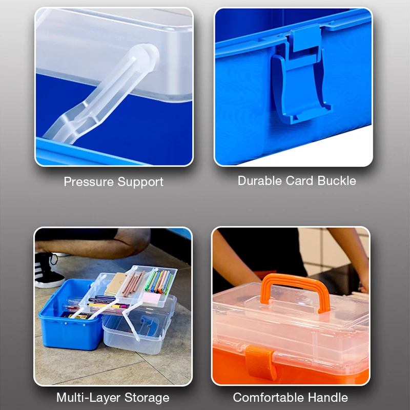 3 Layers Plastic Storage Box Portable Foldable Tools Organizer Box  Multipurpose Jewelry Beads Storage Box with Handle