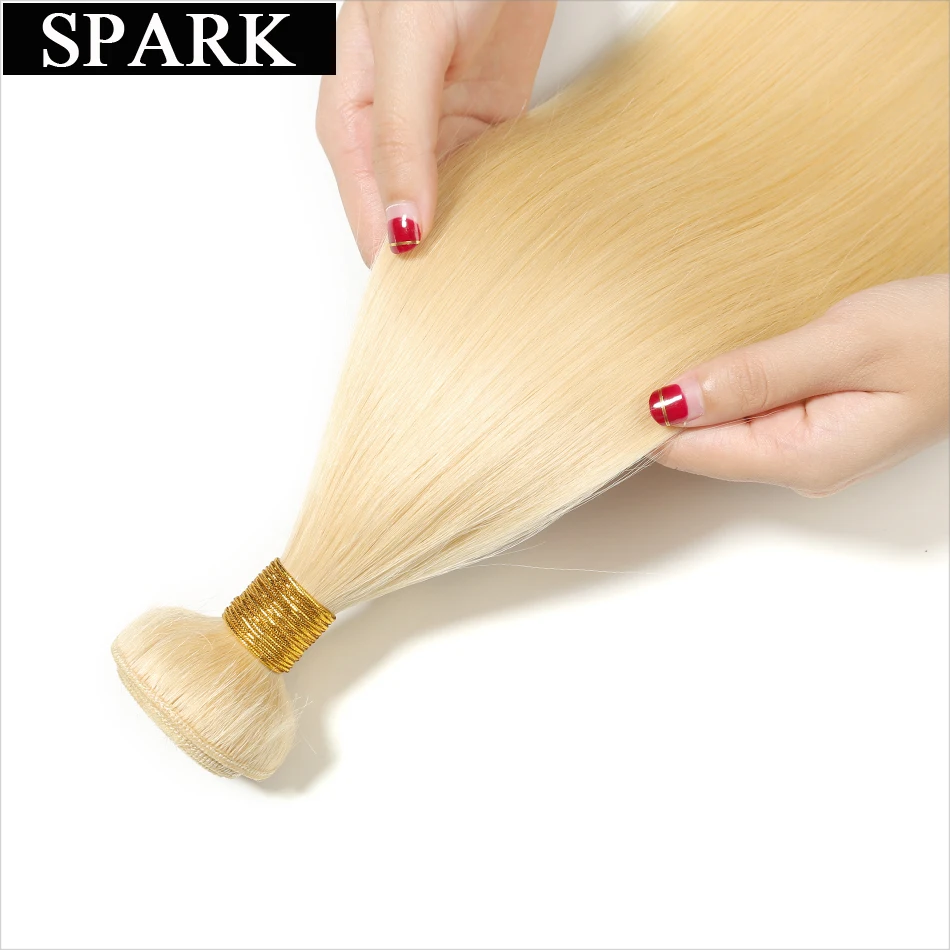 Spark волосы#613 Цвет прямые бразильские девственные волосы(Virgin Hair) 1/3/4 Комплект сделки пряди человеческих волос для Инструменты для завивки волос Мёд волосы цвета блонд для наращивания на заколках