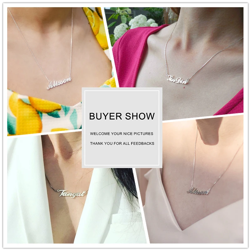 925 Sterling Silver Personalized Nameplate Letter Necklace Custom Made Name Pendant Russian Name Christmas Gifts for Girlfriend