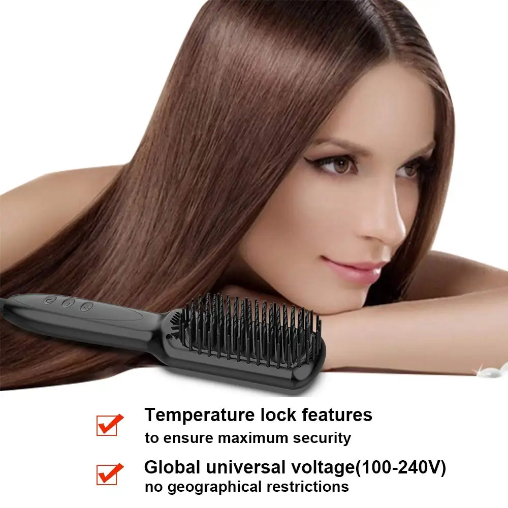 Electric Hair Brush Quick Beard Straightener Fast Heating Hair Straightener Comb Straight Hair Brush Ceramic Straightening Comb